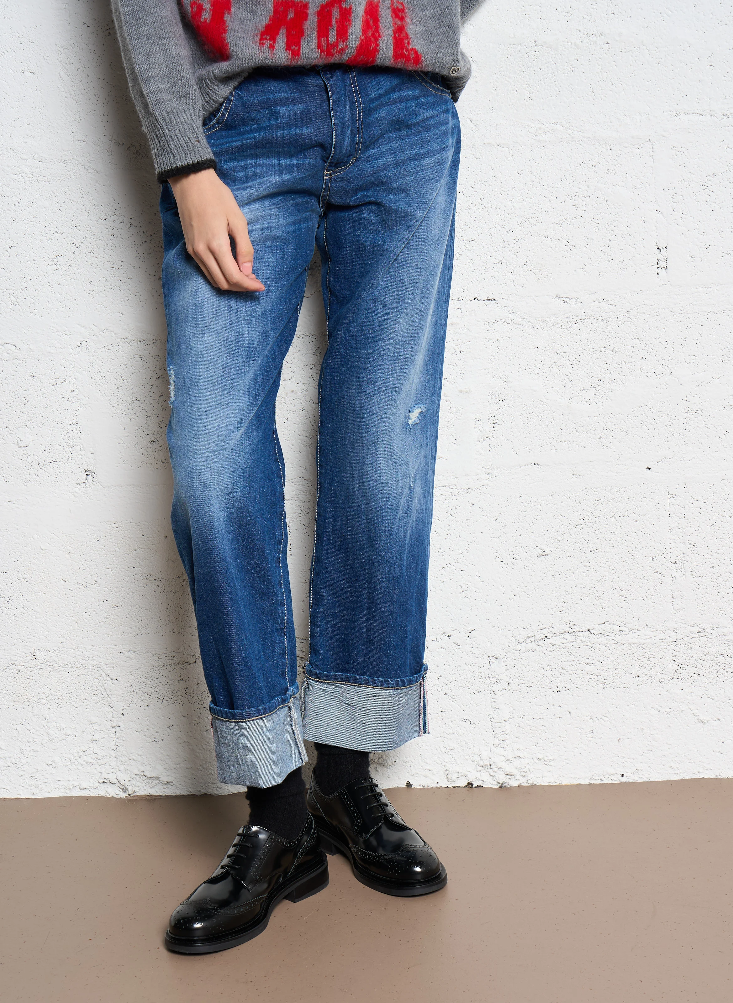 Jean droit en coton | Bleu