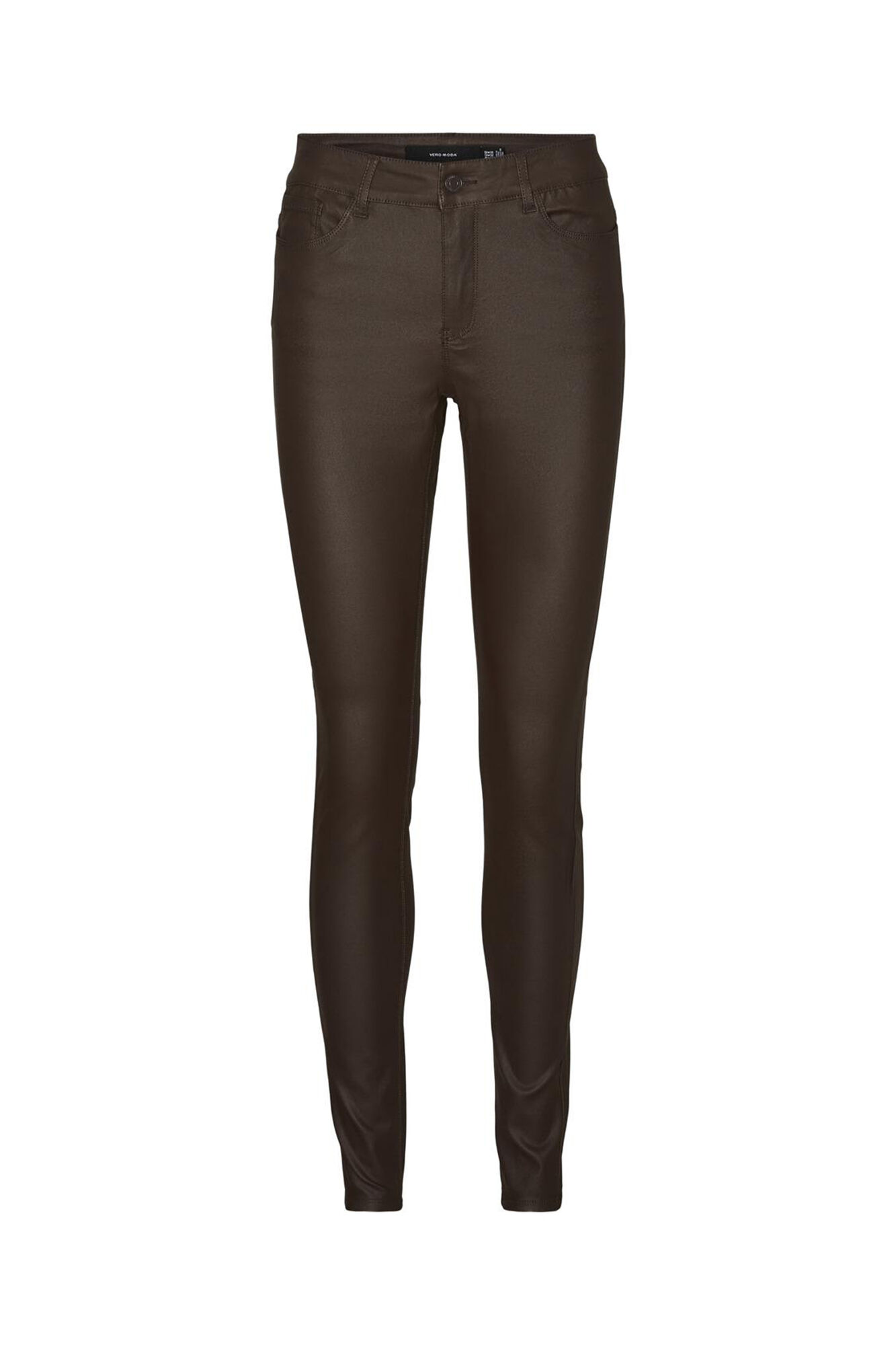 Calças com efeito encerado - Marrom
