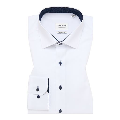 Eterna Langærmet Modern Fit Skjorte, Hvid, 44