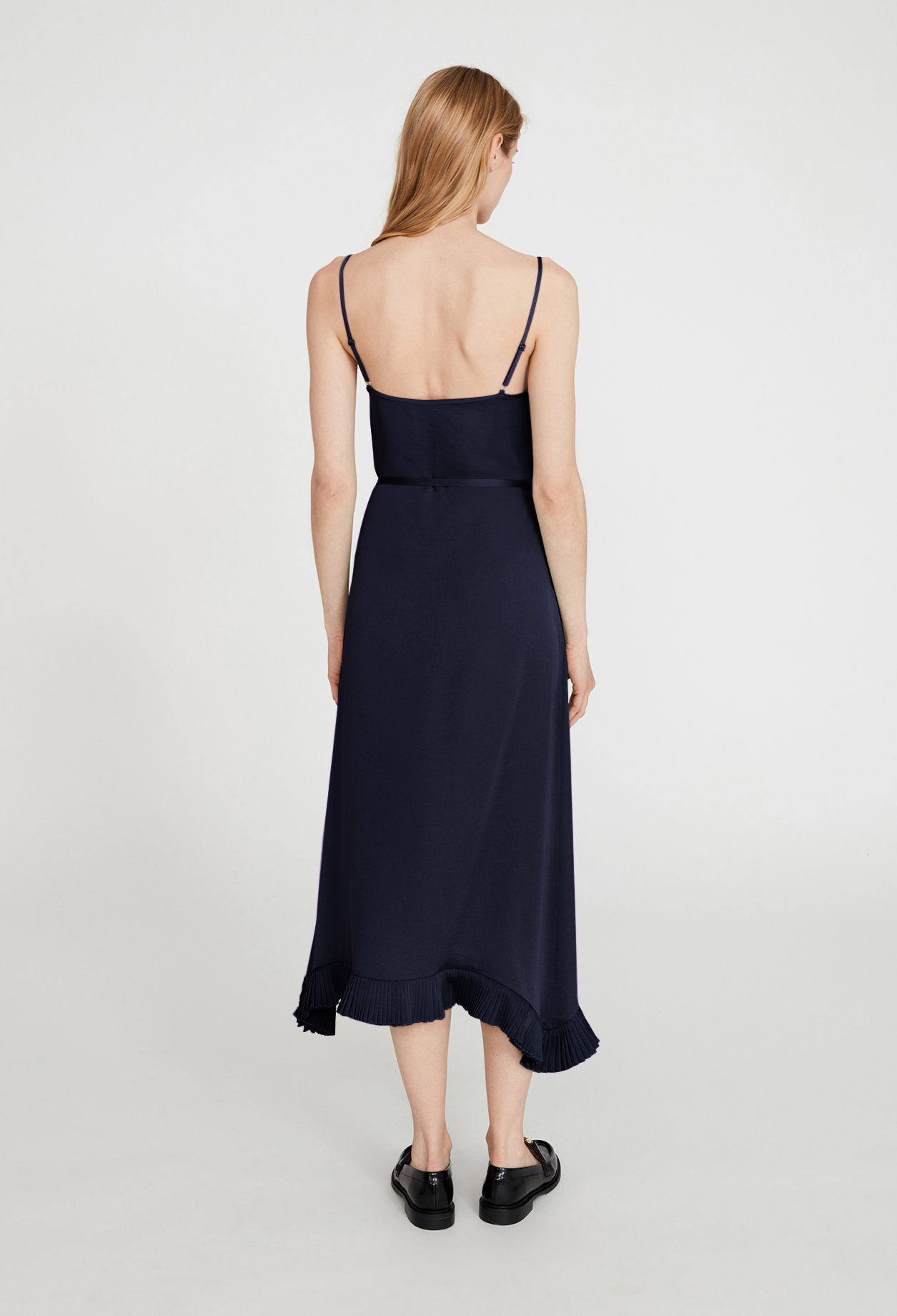 Robe midi bretelles marine