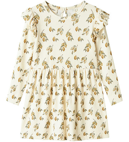 Lil' Atelier Kleid - Rib - NmfGavo - Turteltaube/Lemon