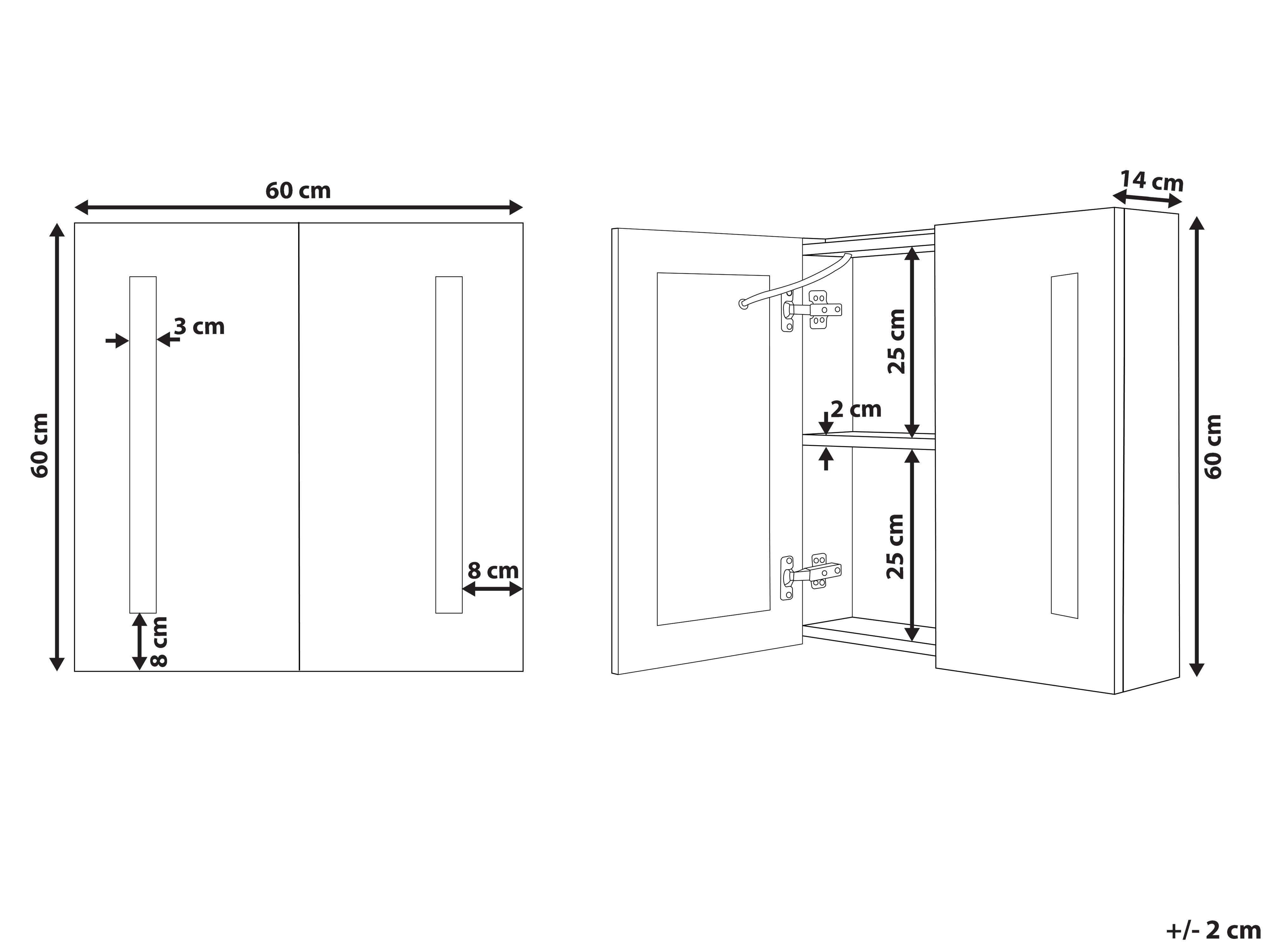 Badkamer wandkast met spiegel LED CHABUNCO 60 cm 60 cm Wit
