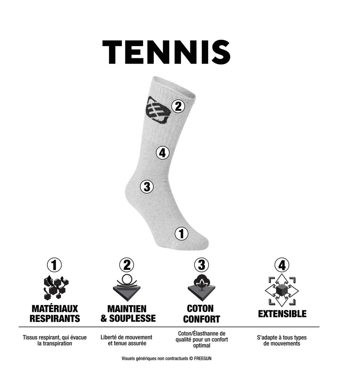 Lot de 9 Paires de Chaussettes Tennis homme assorties