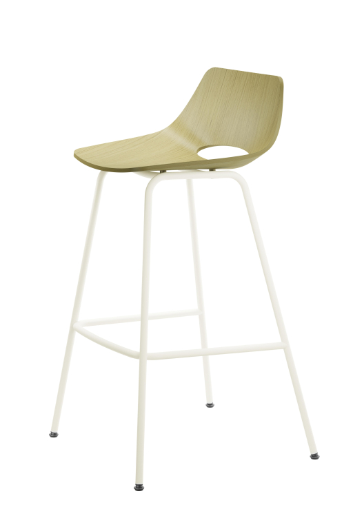 Thonet S661 H barkruk H75 wit onderstel eiken