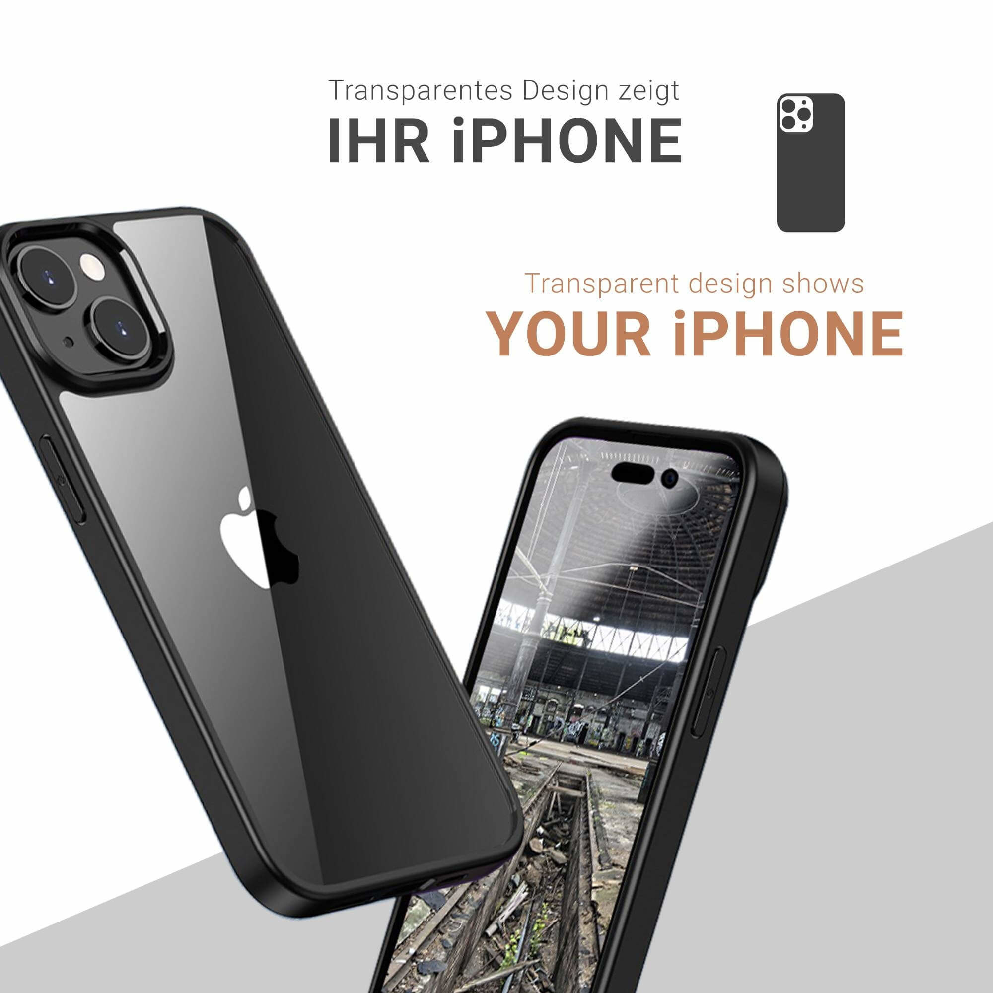iPhone 13 Hybrid Hülle TPU Bumper   Acryl Rückseite Pankow Hybrid (10921) - Schwarz/Transparent