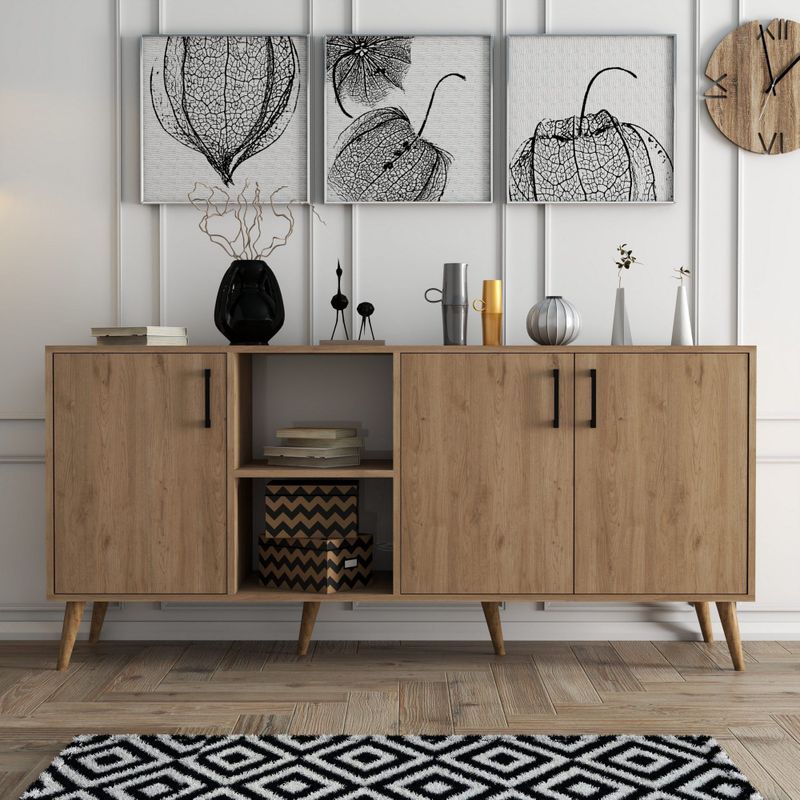 Exxen - Console - Bruin - 100% Melamine - 180 cm - Opbergmogelijkheden