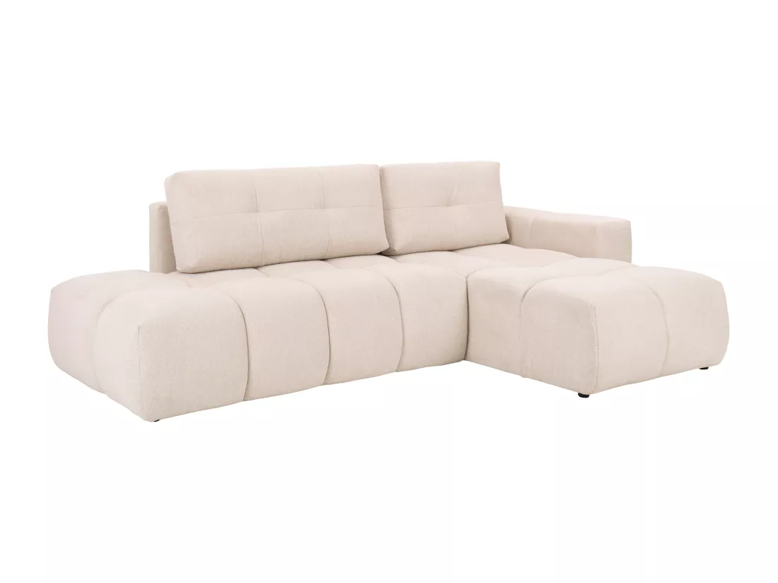 Canapé d'angle droit convertible en tissu texturé beige TRIMALDI