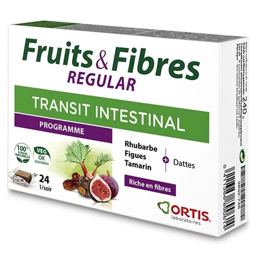 Fruits&Fibres REGULAR - Transit Intestinal Ortis - 24 Cubes à Mâcher