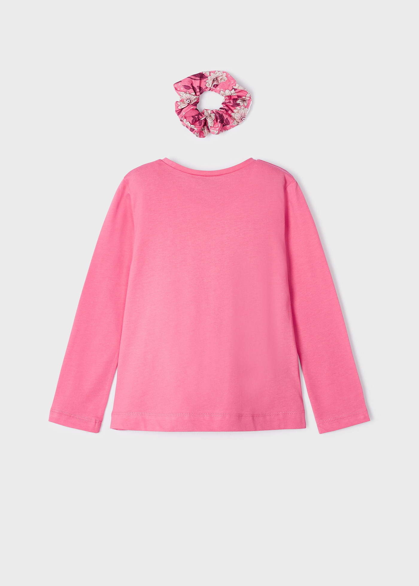 Conjunto de camiseta de manga comprida e elástico de cabelo de algodão para meninas