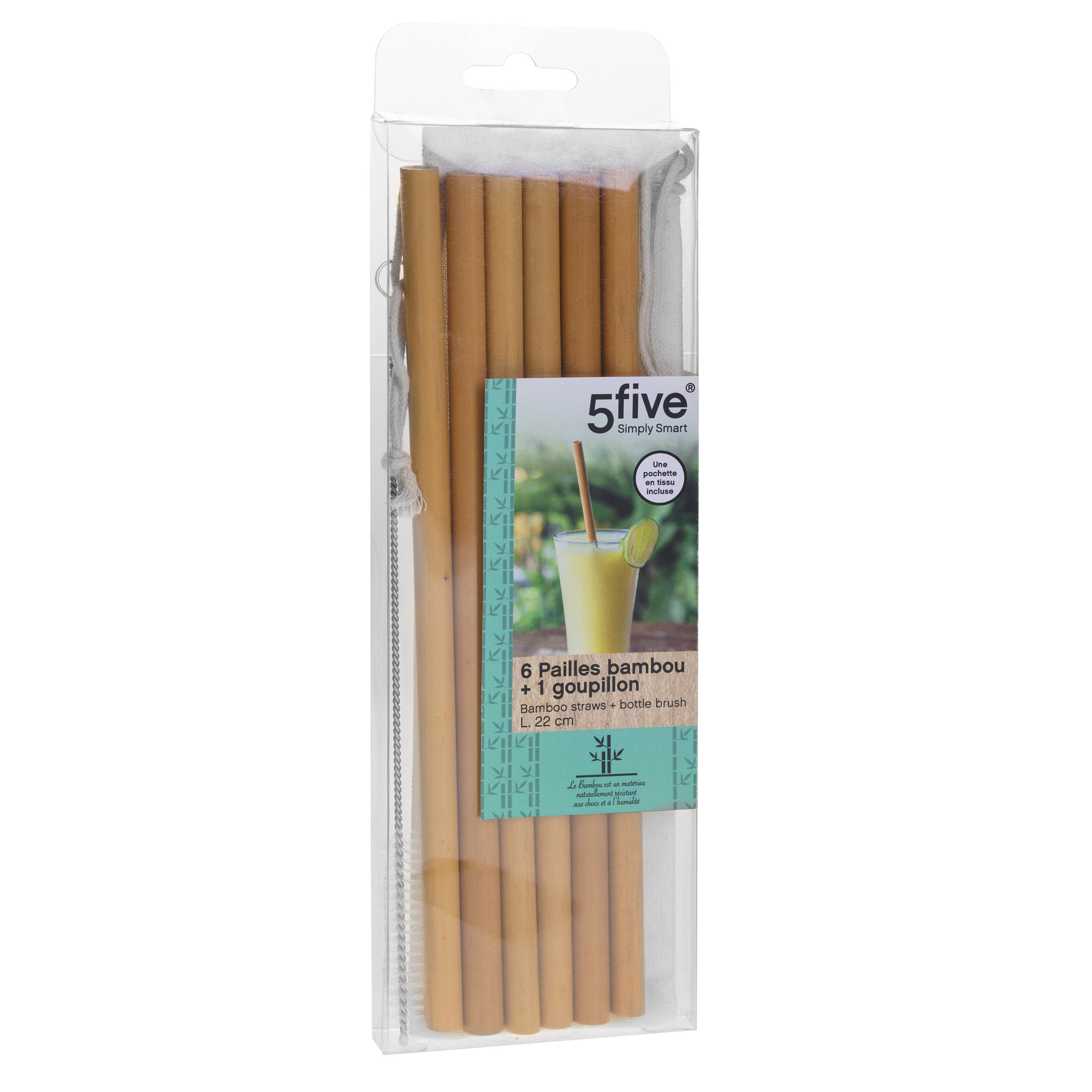 SET 6 PAILLES ET 2 ACCESSOIRES BAMBOU