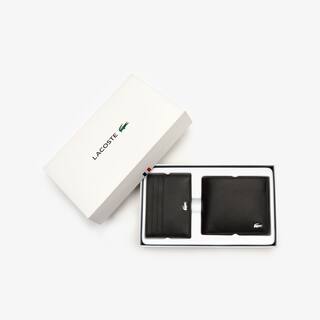Coffret portefeuille et porte-cartes Fitzgerald en cuir uni Portefeuilles - Noir - Lacoste - Homme