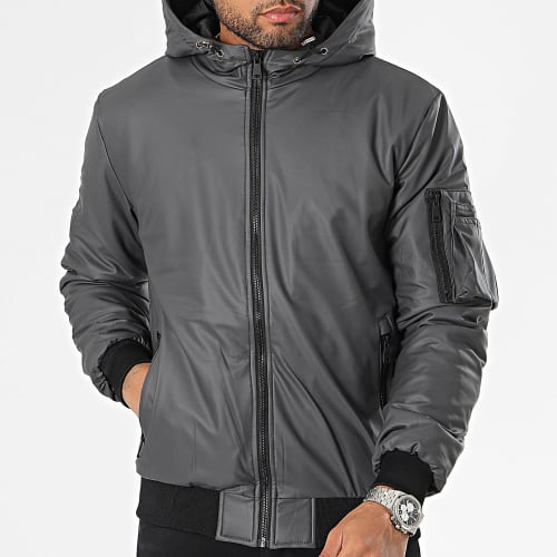 Veste Bomber Capuche Gris