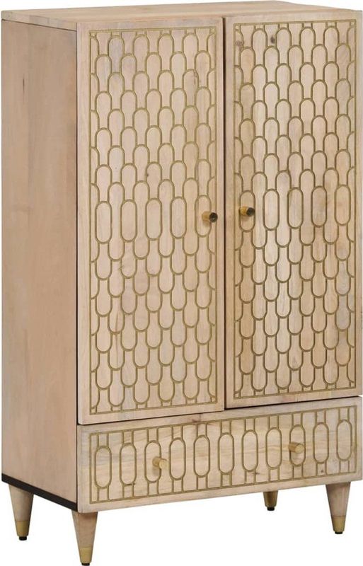 vidaXL - Hoge Kast - Massief Mangohout - 60x33x100 cm