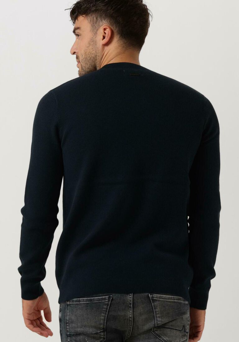 PUREWHITE donkerblauwe purewhite trui crewneck with traingle badge on chest
