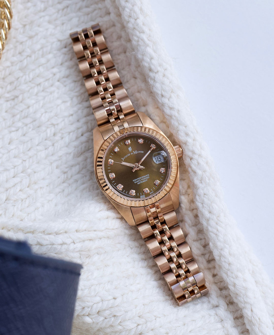 (Ø26mm) Swiss Made Inspiration Quarz Damen Armbanduhr Analog (Gelenkumfang 120-180mm) - Roségold / Weiss