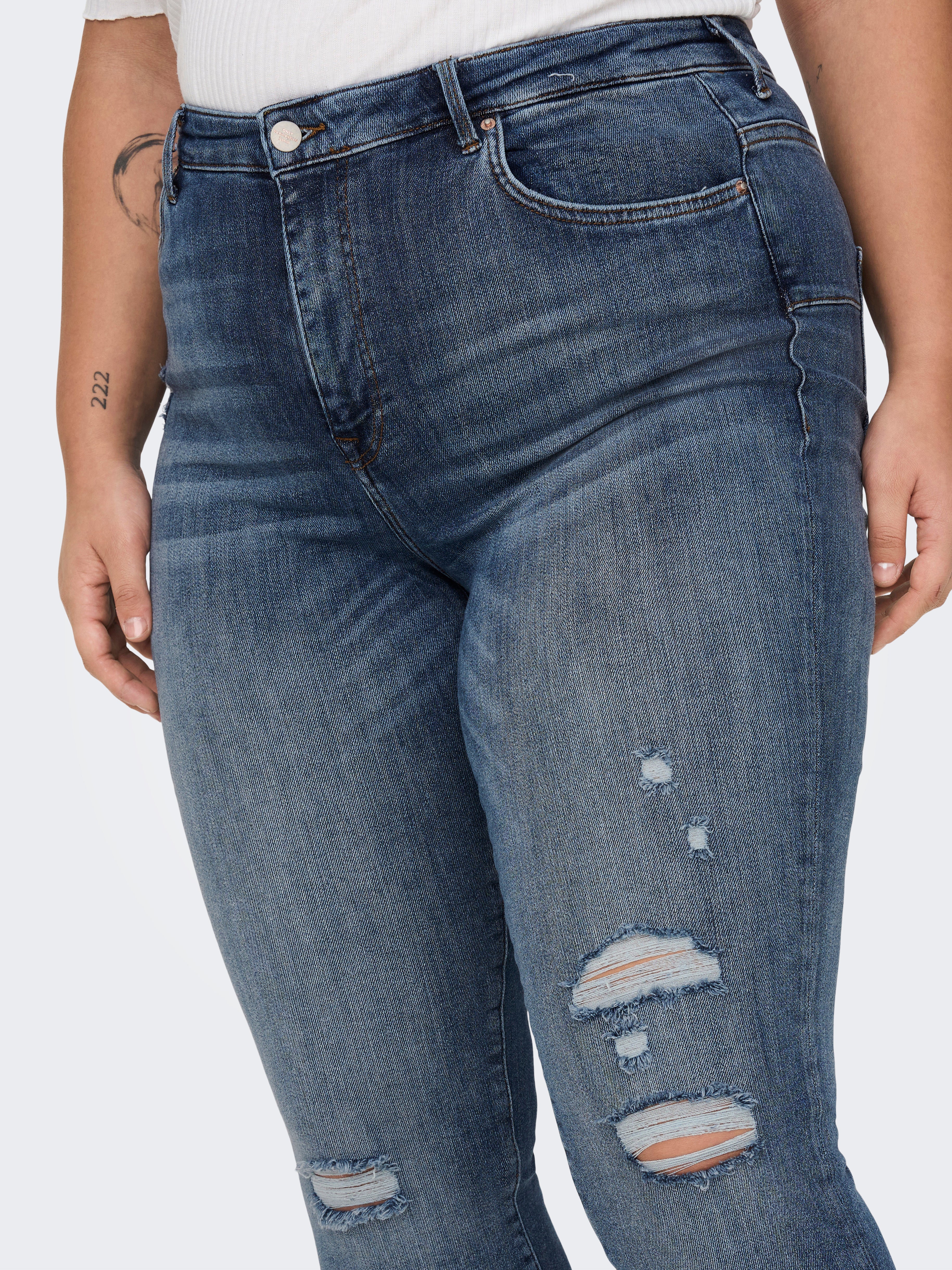 CARPOWER Hohe Taille Skinny Fit Jeans Medium Blue Denim