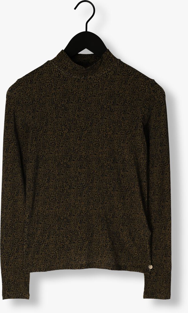 SCOTCH & SODA donkergroene scotch & soda  all over printed mockneck long sleeved shirt