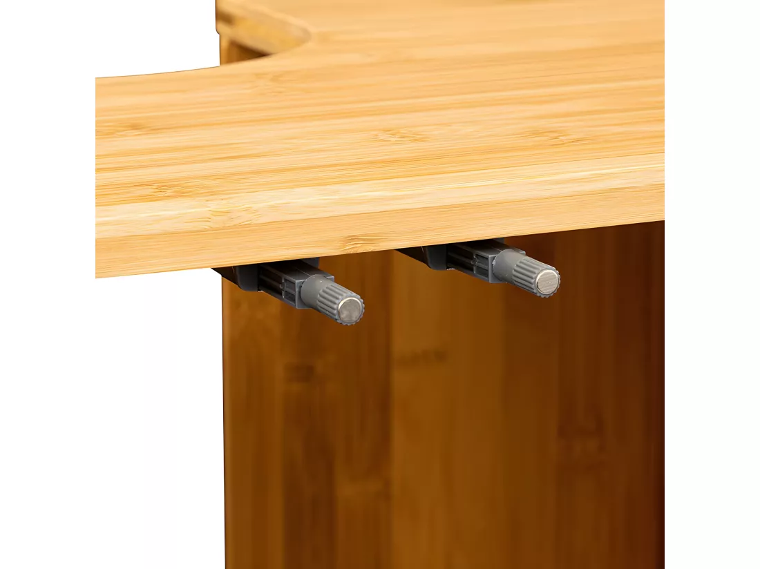Meuble sous-lavabo, meuble de rangement en bambou / MDF coloris naturel - Longueur 69.8 x Profondeur 33.5 x Hauteur 80.2 cm