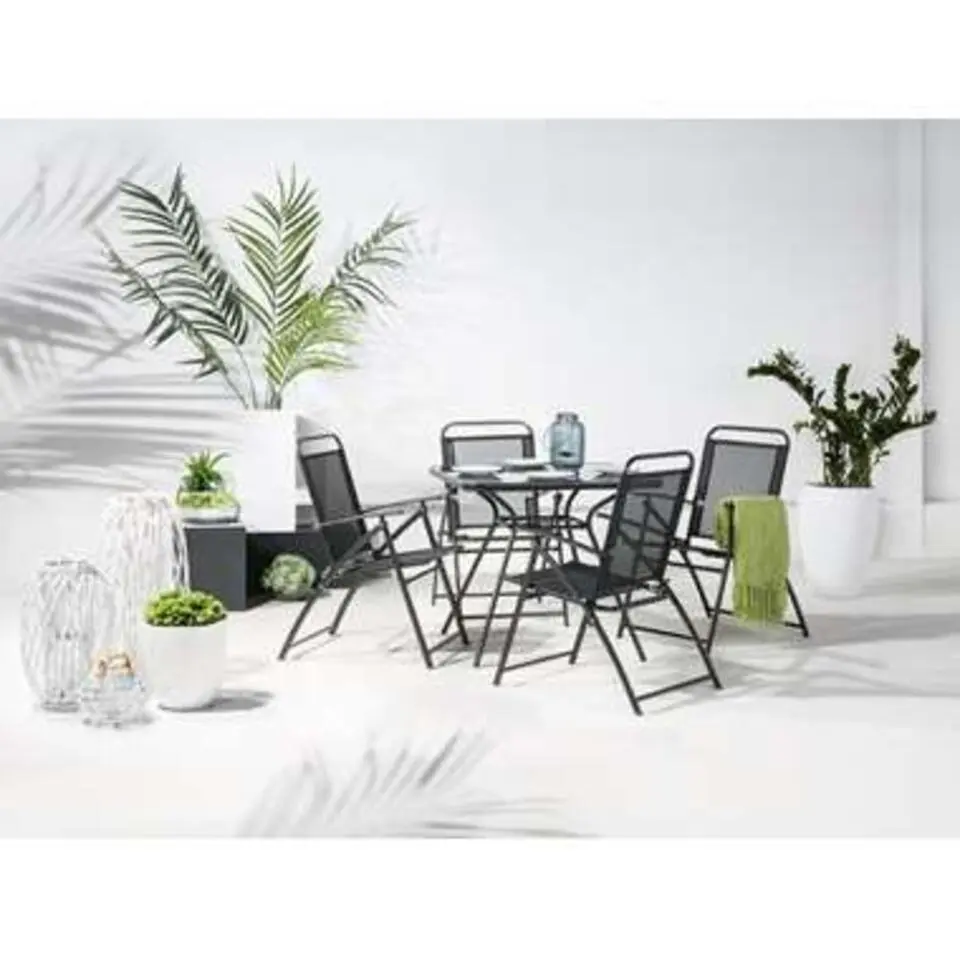 LIVO - Tuintafel - Zwart - 80 x 80 cm - Staal
