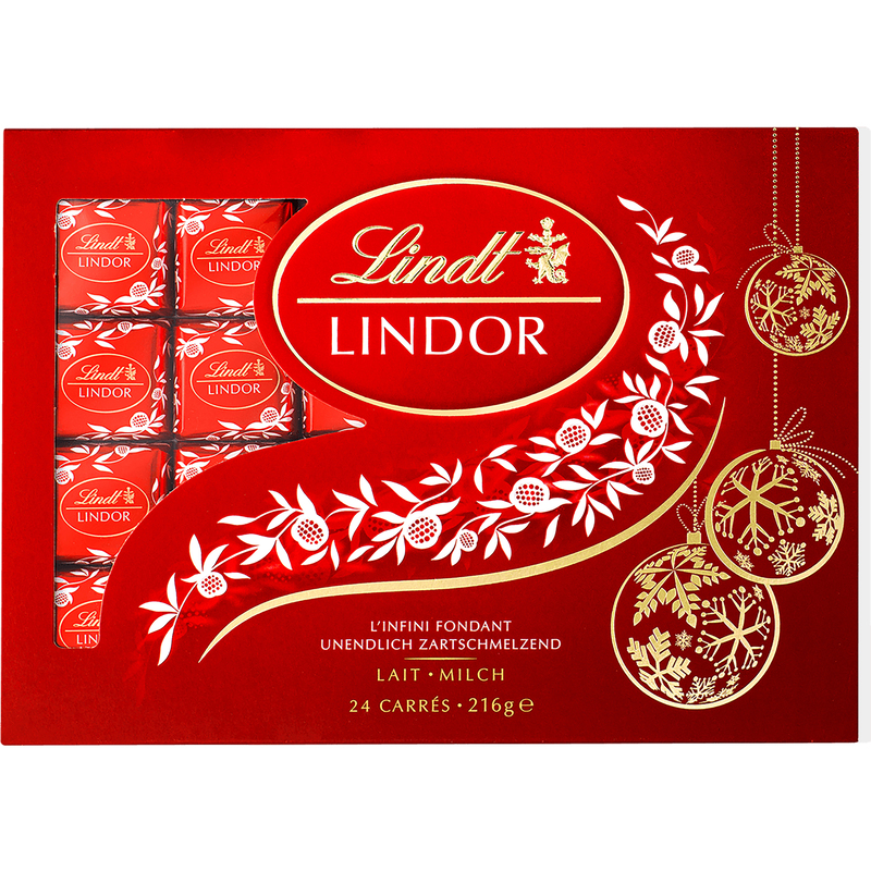 Lindt Lindor Schokolade Carrés Milch, 216 g