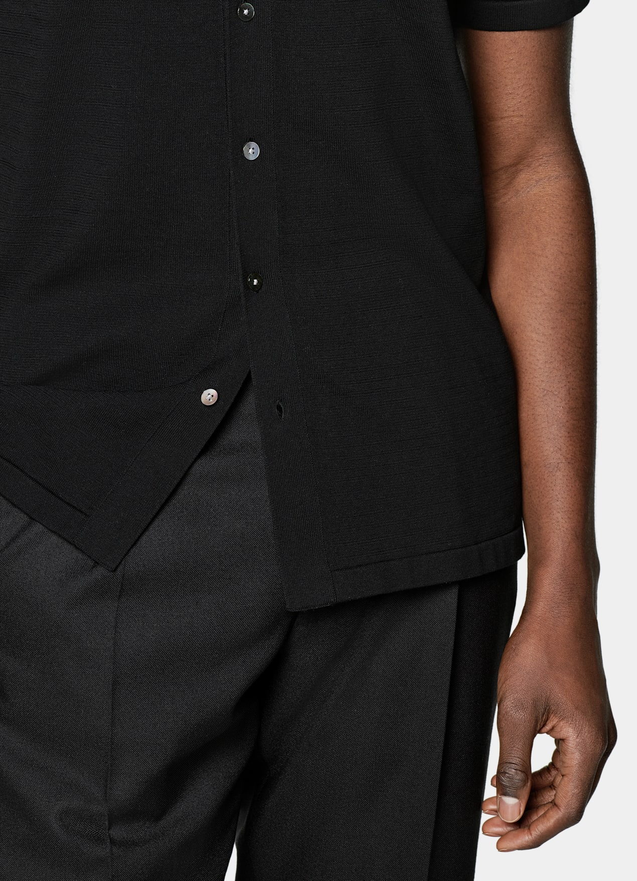 Cardigan à col polo noir