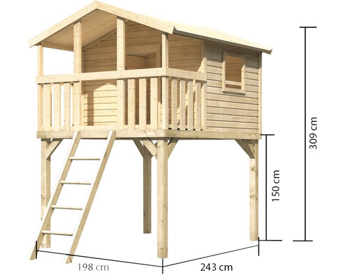 AKUBI Benjamin paalwoning, natuurlijk hout