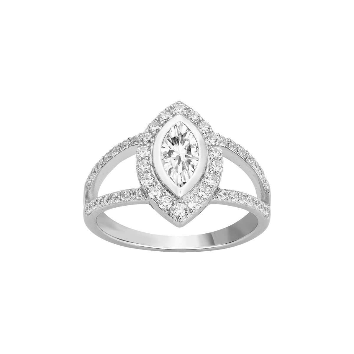 Bague en Argent avec oxyde de zirconium blanc