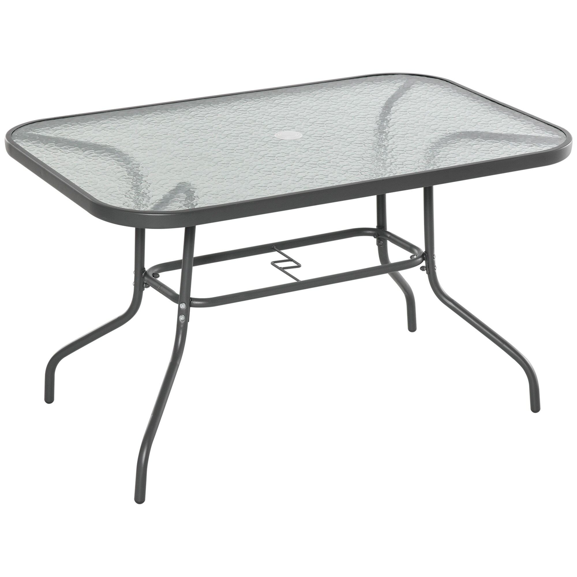 Outsunny Gartentisch mit Schirmloch carbongrau 120 x 80 x 70 cm (LxBxH)