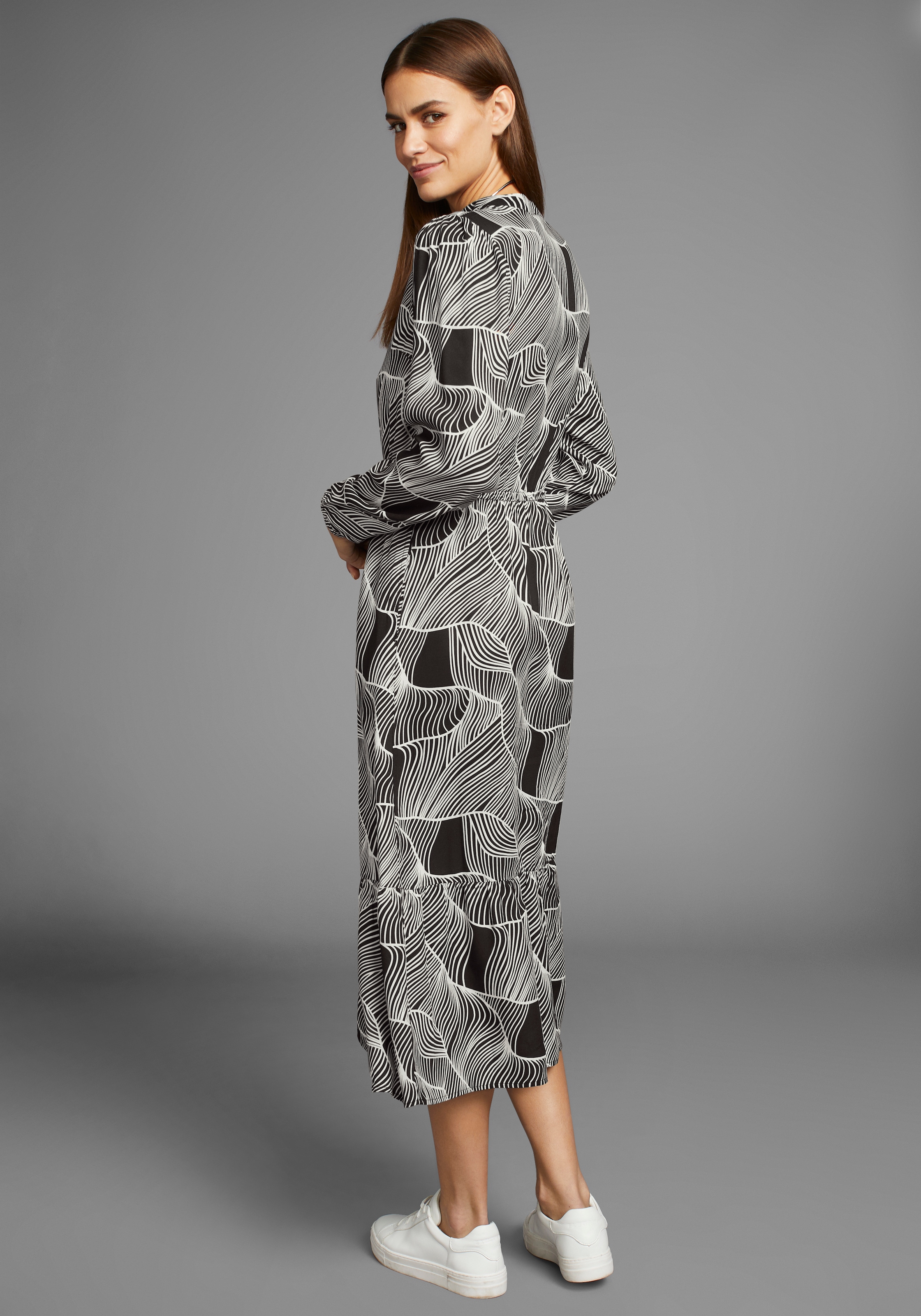 HECHTER PARIS Midikleid Aussentasche mit modischen Print