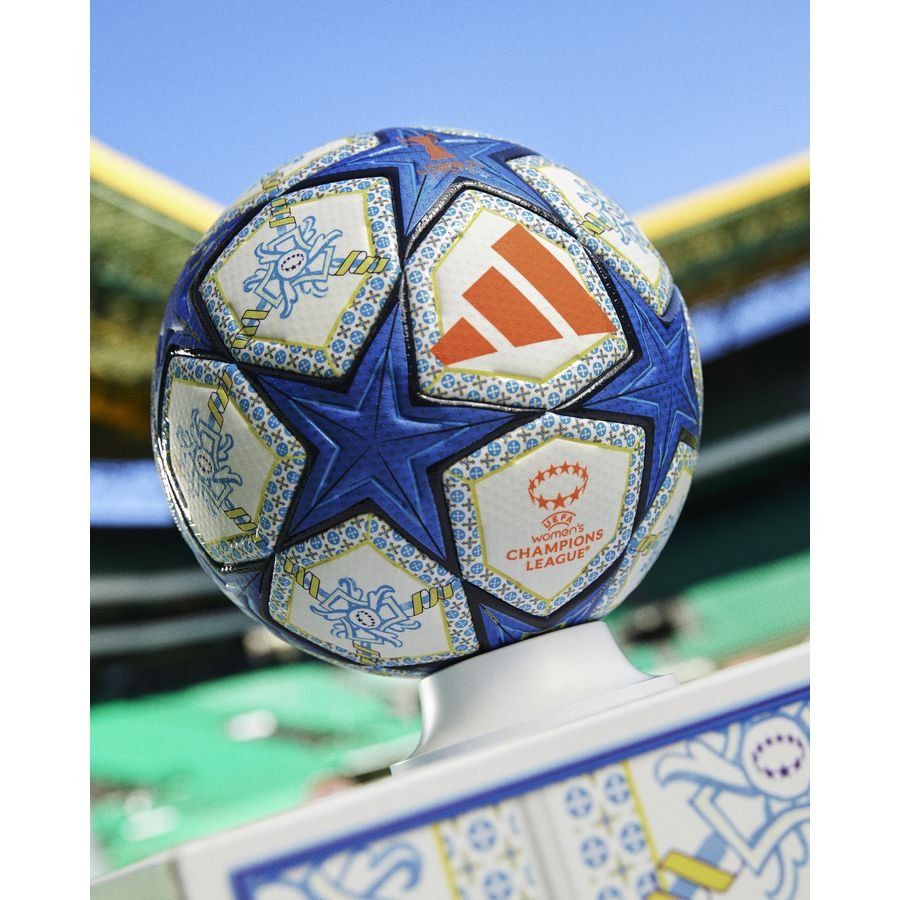 adidas Ballon Femme Champions League Finale 2024/25 Lisbon Pro Ballon de Match - Blanc/Orange/Bleu