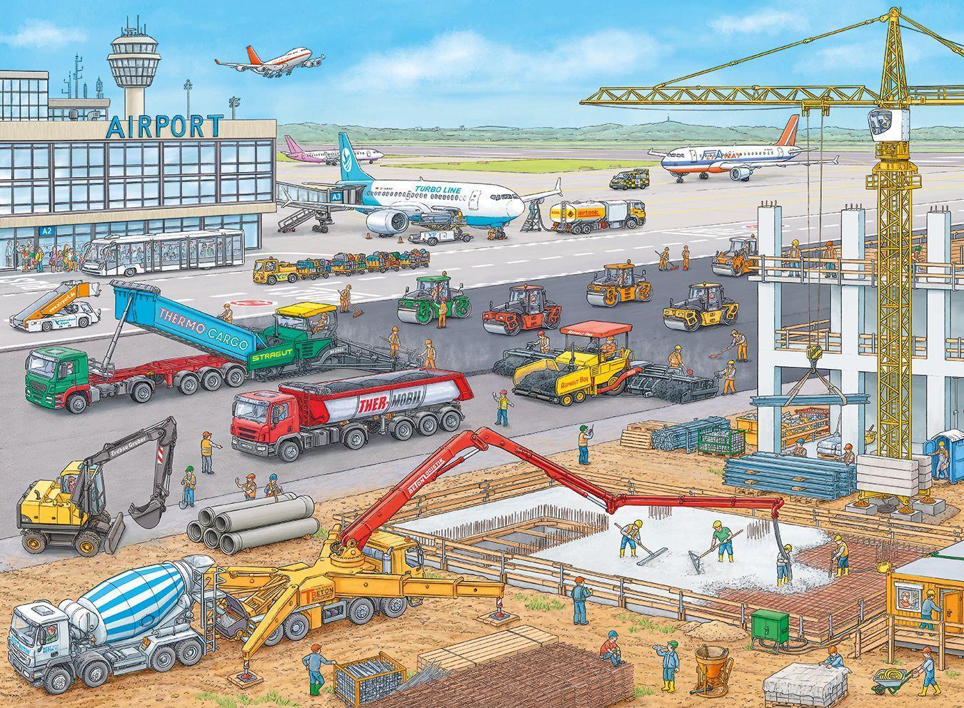 Puzzle BAUSTELLE AM FLUGHAFEN 100-teilig
