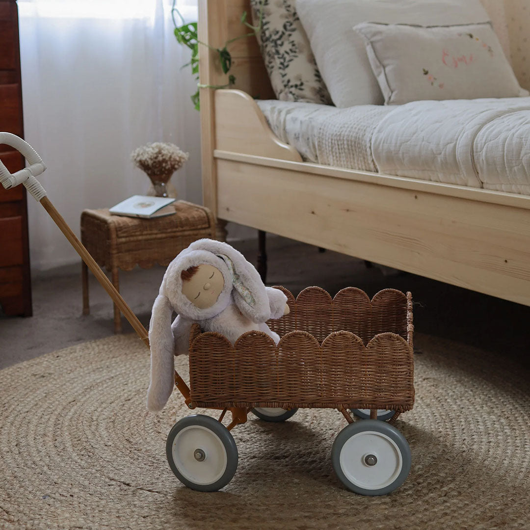 Olli ella gevlochten trekwagen wonder wagon - naturel