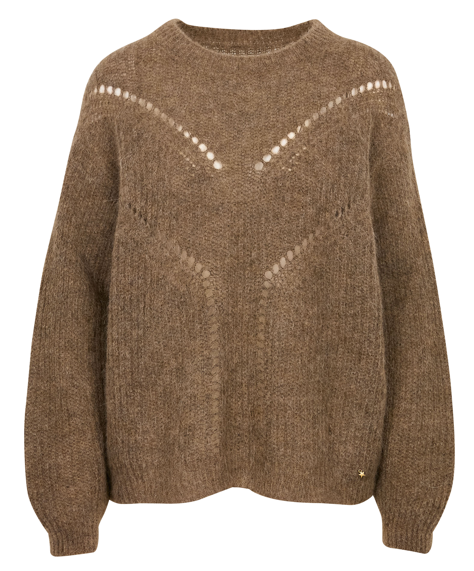 ANOUCHKA - Pull col rond en laine mélangée | Beige