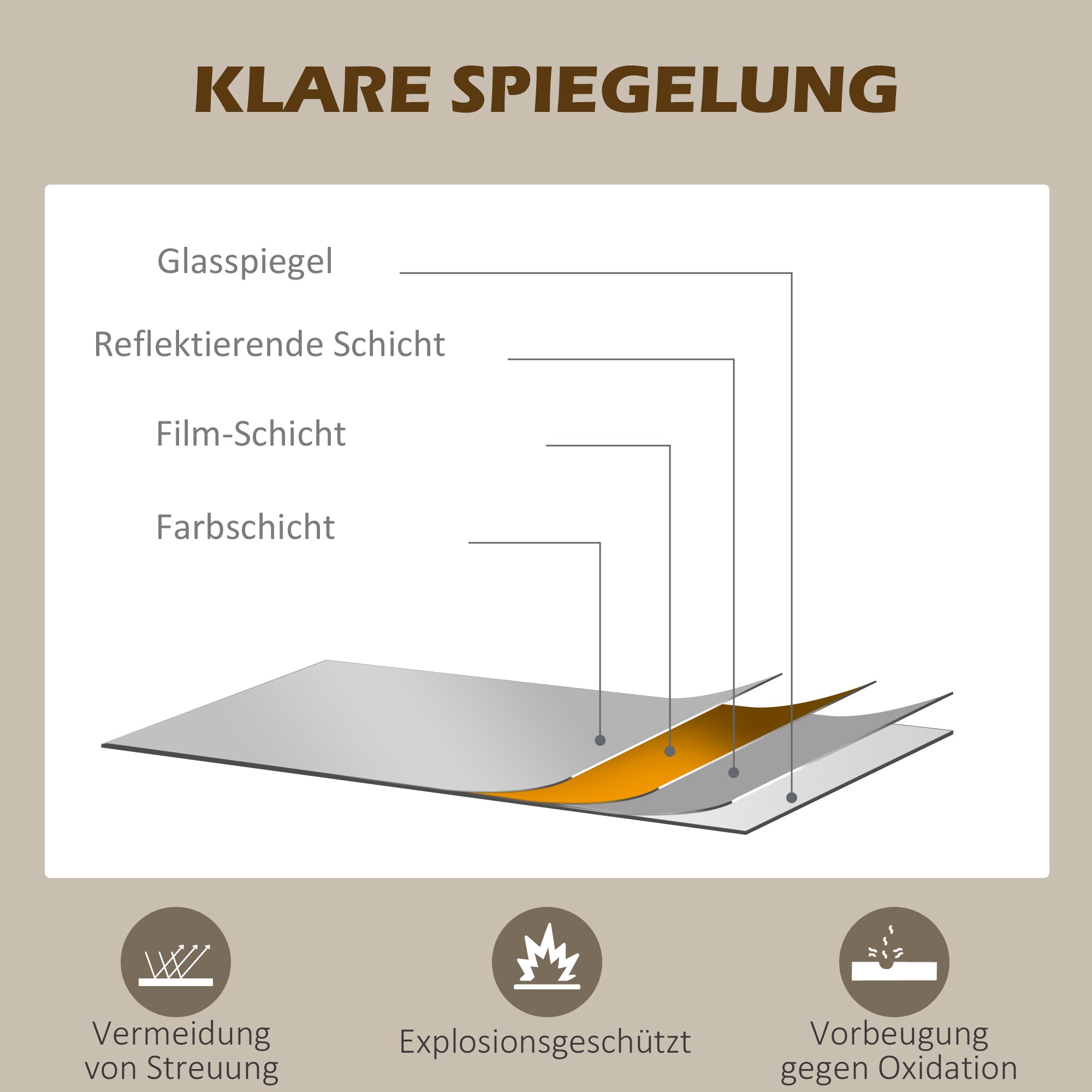 HOMCOM Wandspiegel mit Spiegelrahmen schwarz 110L x 62B x 2,5H cm