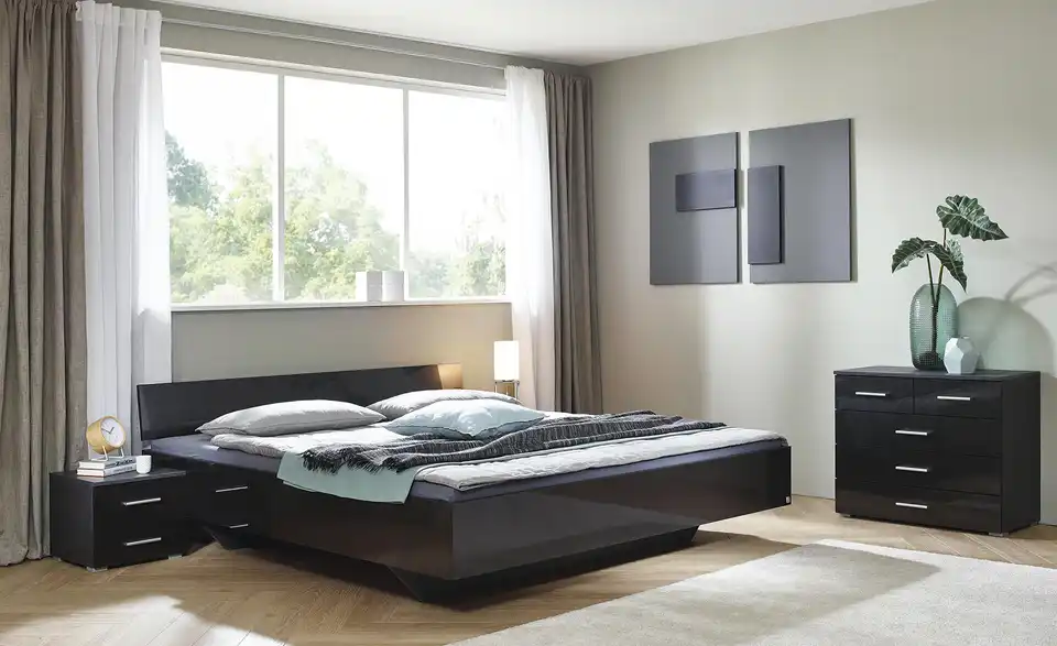 Futonbett Phoenix Grau, Hochglanz 140 cm