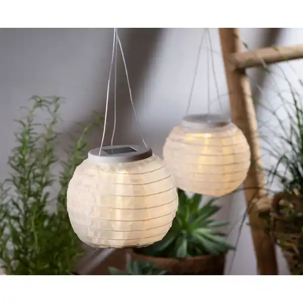 2er Set Solar-Lampion weiß