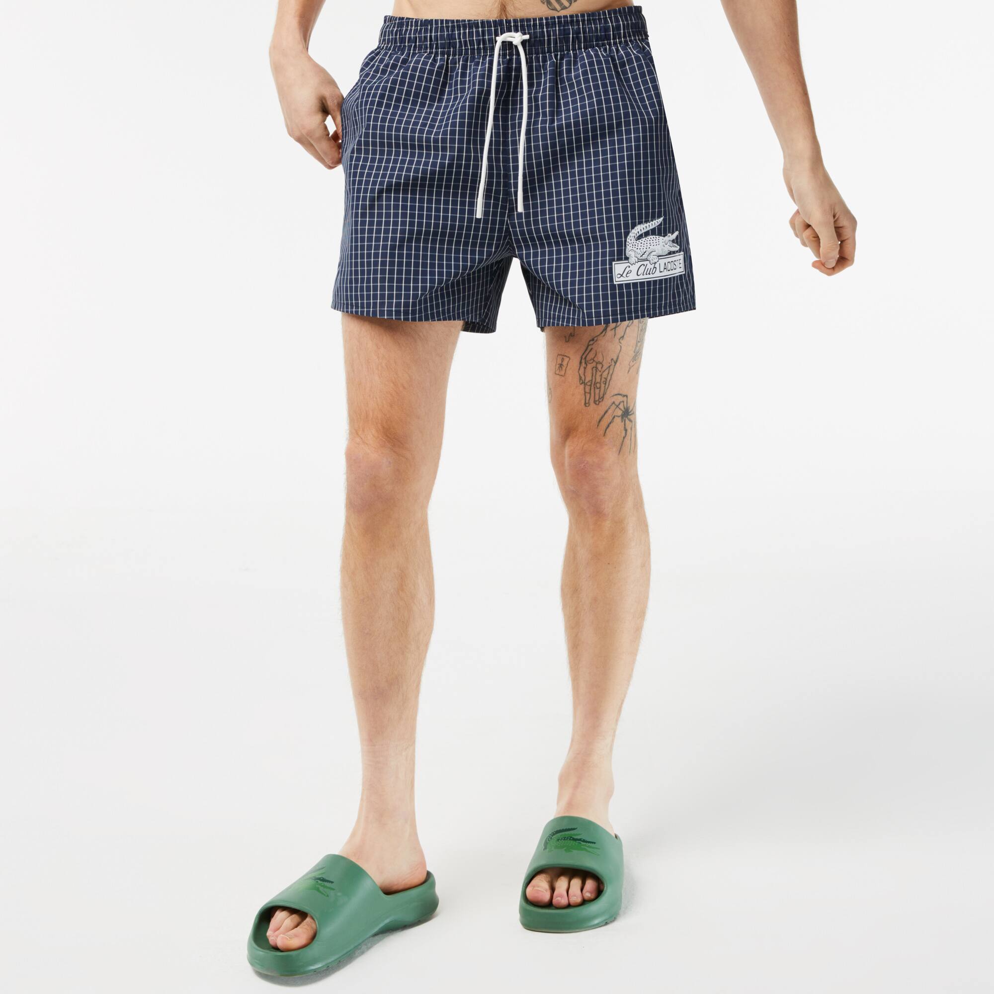 Short de bain homme Lacoste à carreaux en polyester recyclé Maillots de bain - Bleu - Lacoste - Homme