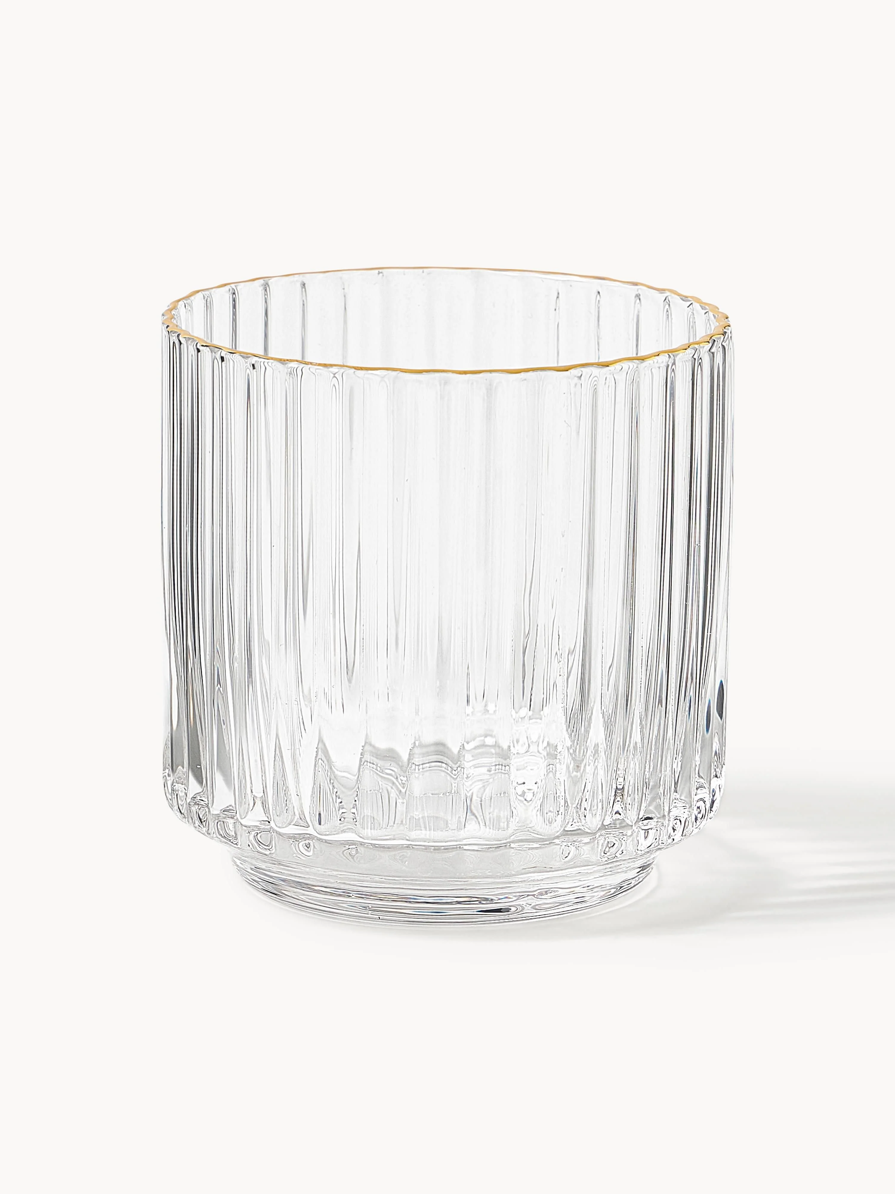 Mondgeblazen drinkglazen Aleo met gouden rand, 4-delig