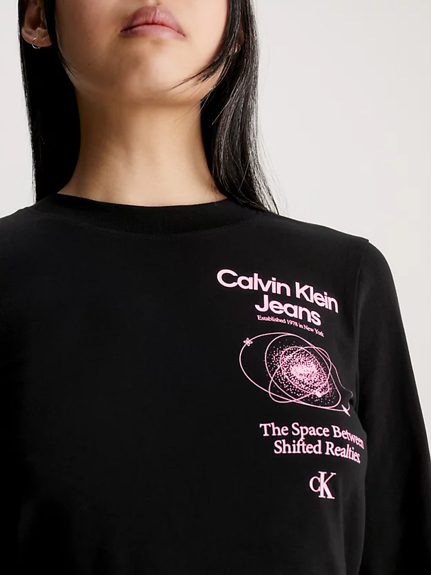Camiseta cropped de manga comprida com logo
