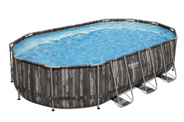 Bestway Zwembad power steel set ovaal hout 610
