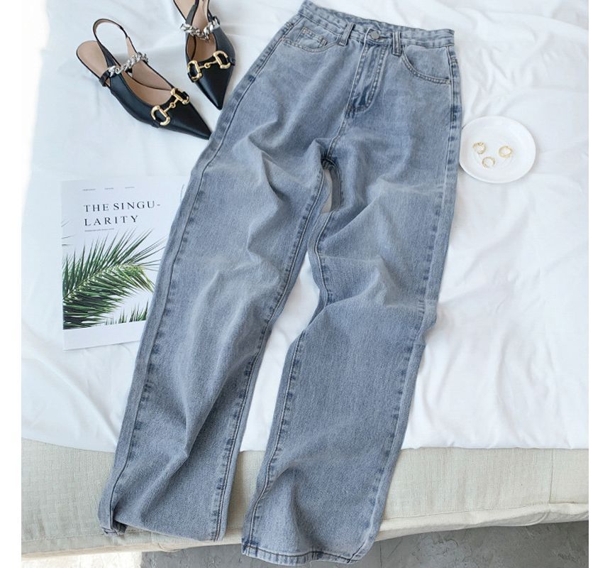 DREE - High Waist Washed Wide Leg Jeans