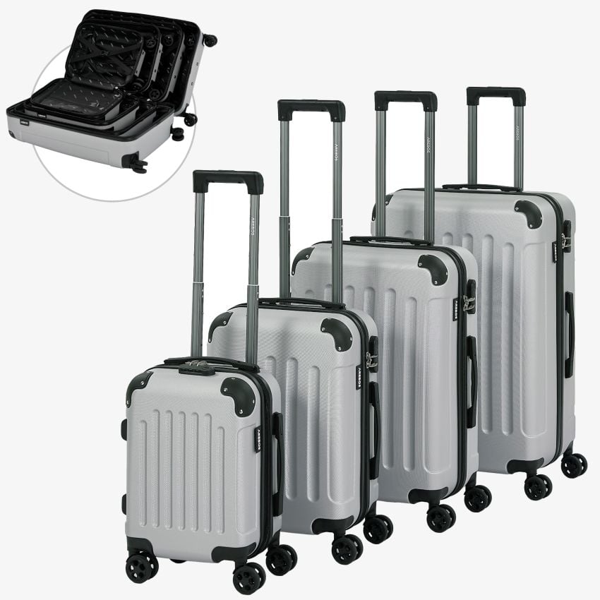 4 tlg. Reisekoffer Set Silber