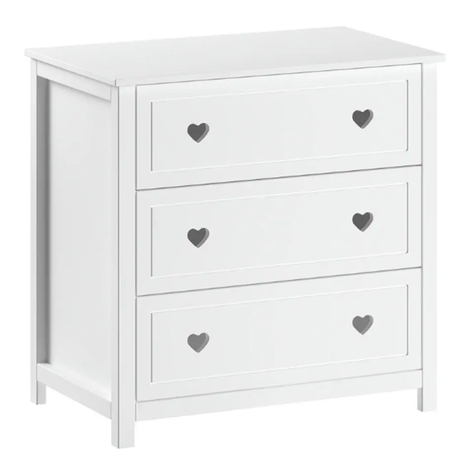 Commode Amori met 3 lades - dennenhout - wit