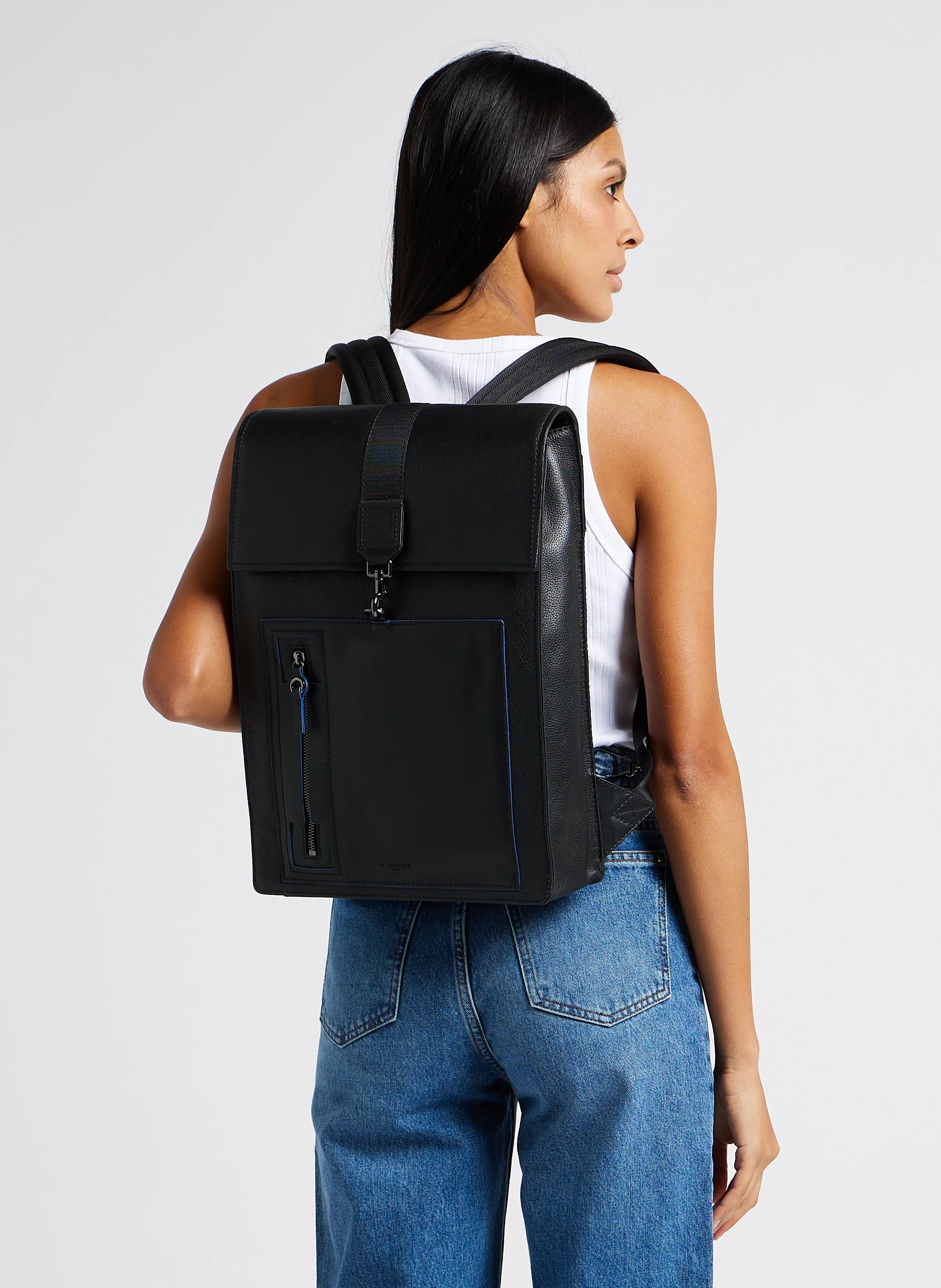 ALEXIS - Sac à dos en cuir grainé | Noir