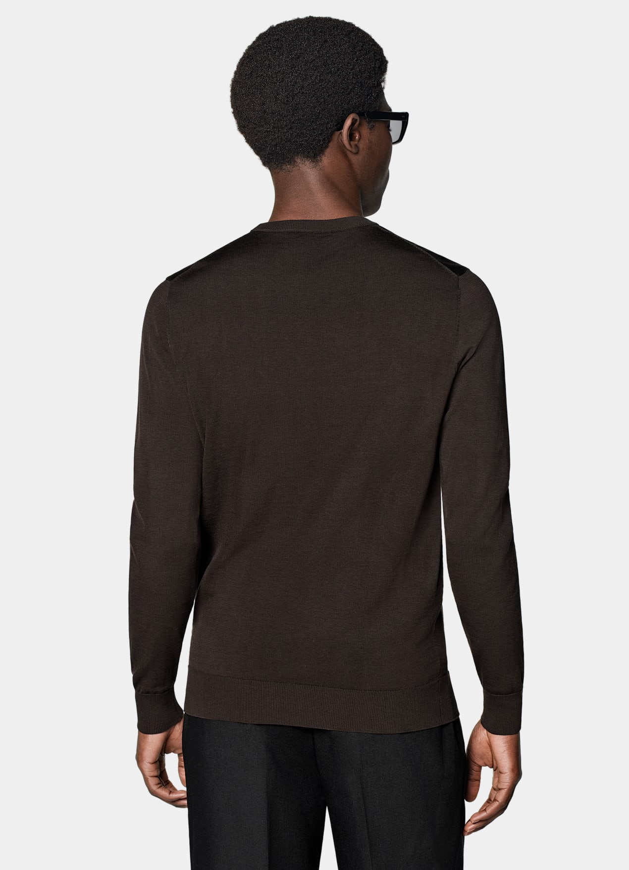 Pull col rond marron foncé