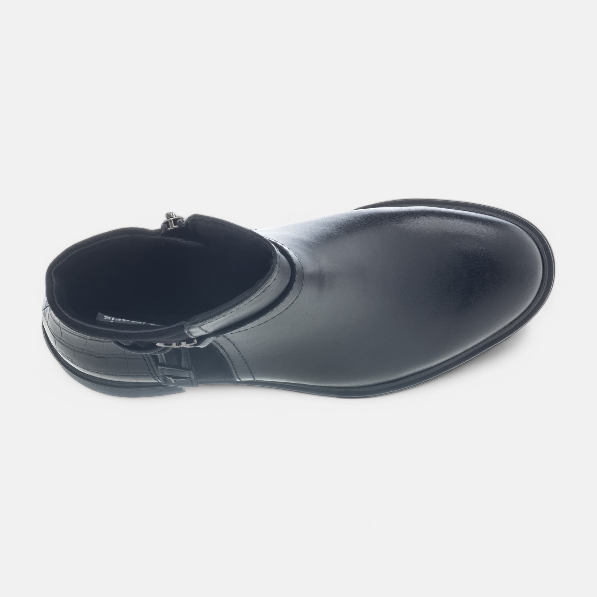 Boots à talon Femme en cuir noir