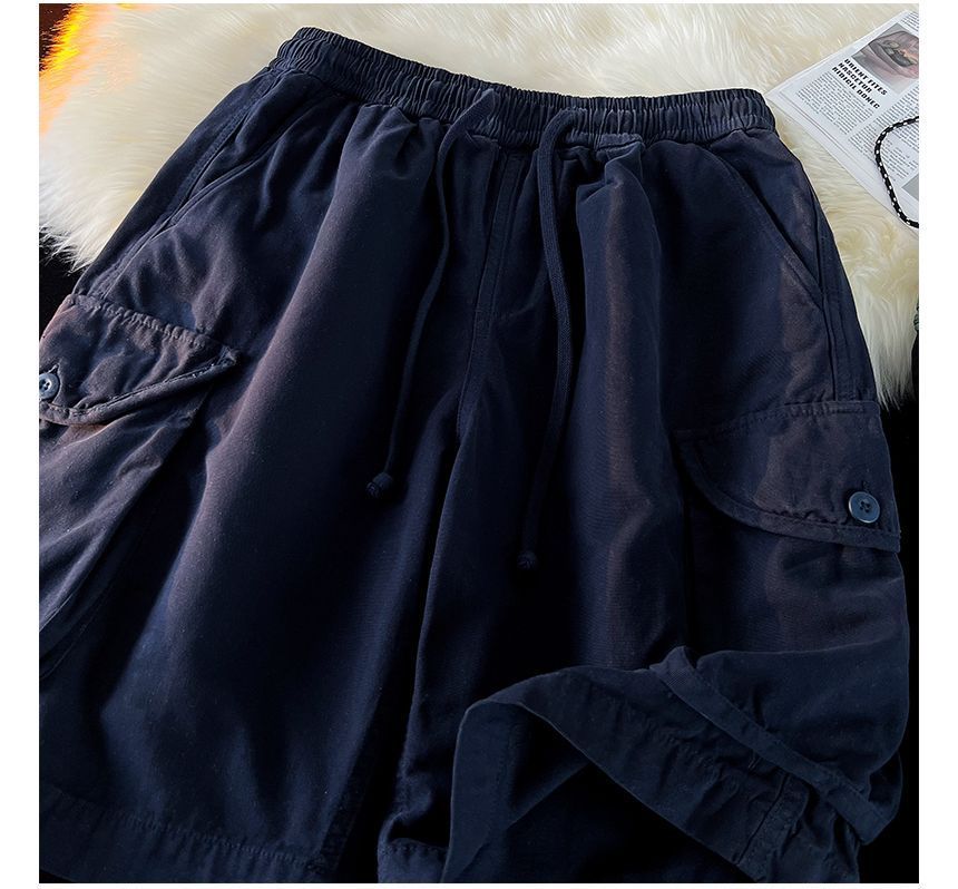 Loraca - Effen cargoshorts met trekkoordtaille