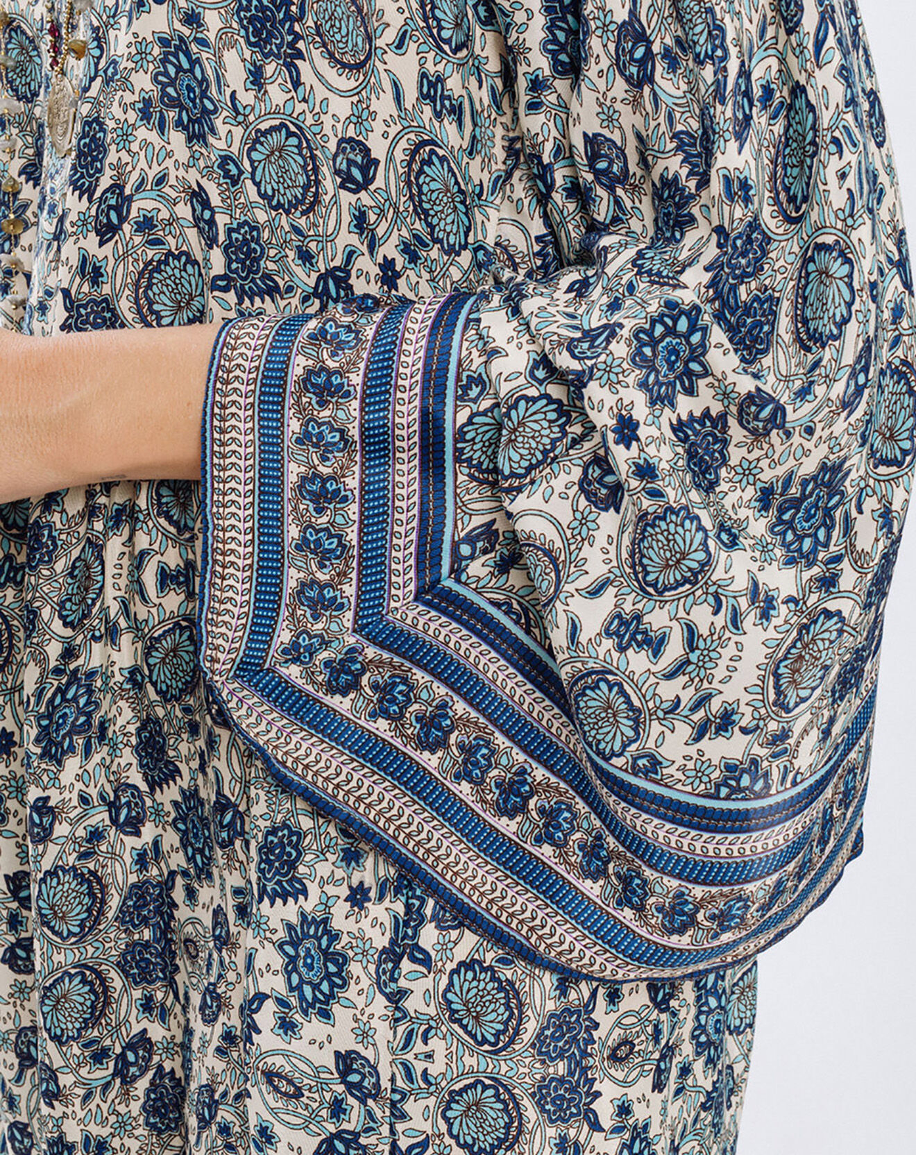 Lauren Vidal Robe en Soie mélangée Sasha bleu/écru