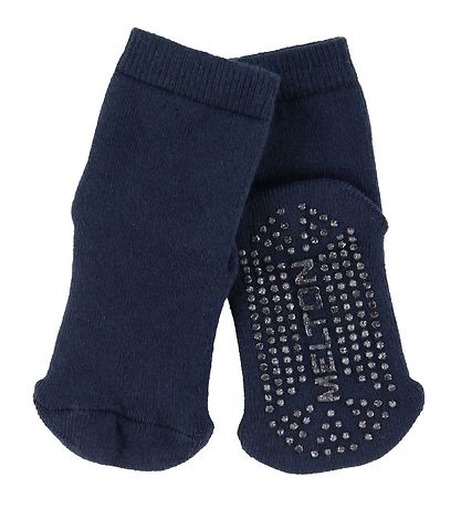 Melton Socken - Let's Go - Navy m. Antirutsch