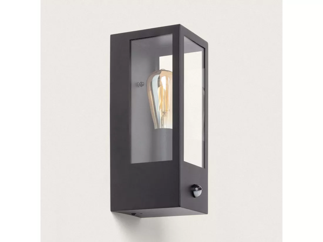 Applique Murale Extérieure Acier Inoxydable et Verre avec Détecteur de Mouvement Gakom Noir